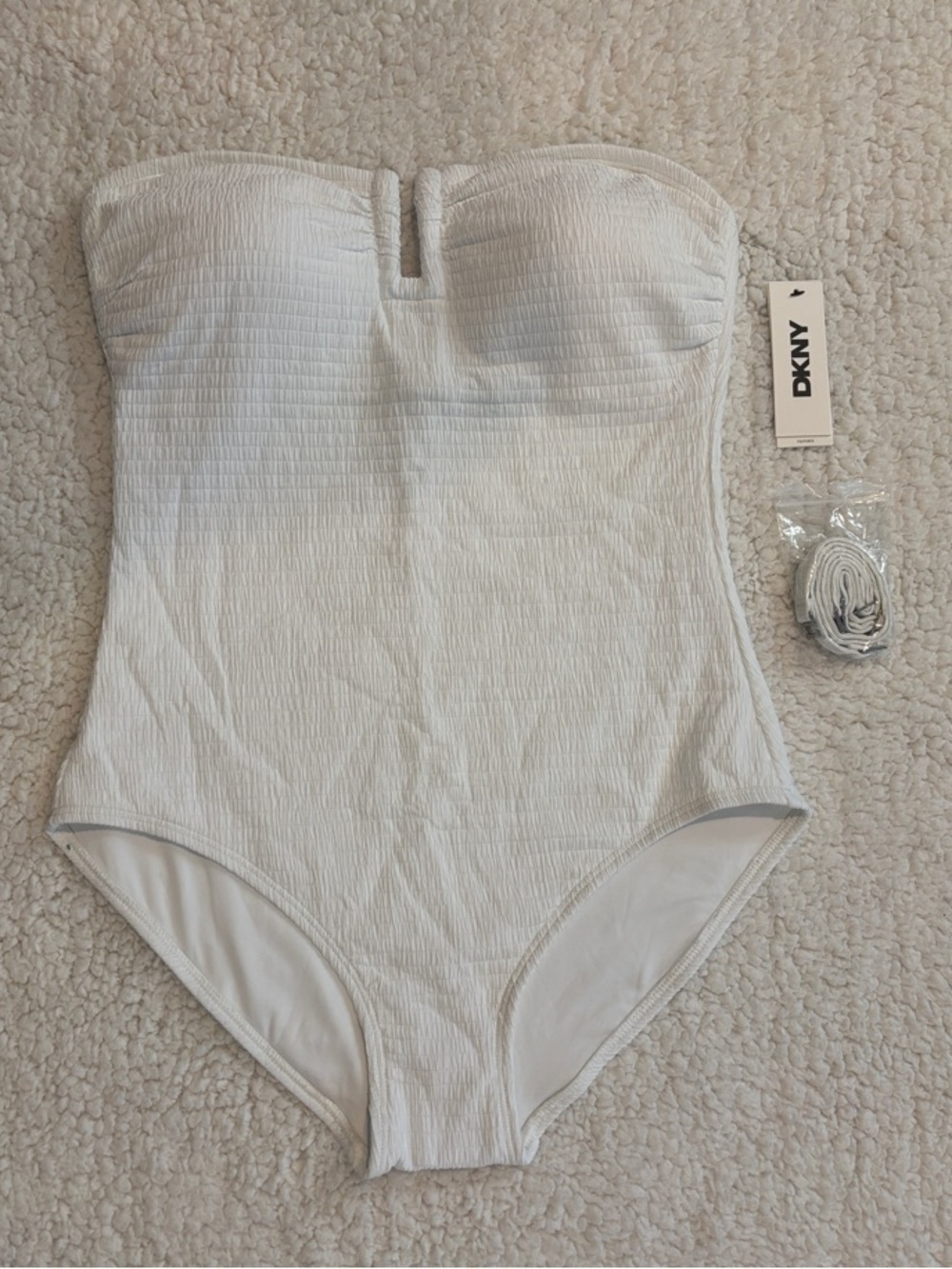 DKNY White Strapless One-Piece Swimsuit